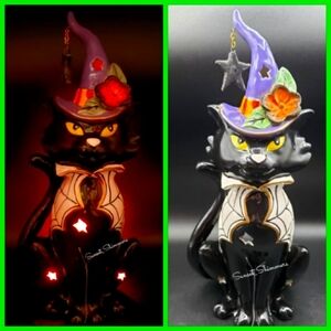 Blue Sky Clayworks BLACK CAT WITCH MAGICAL WARLOCK Tealight Candle House Decor